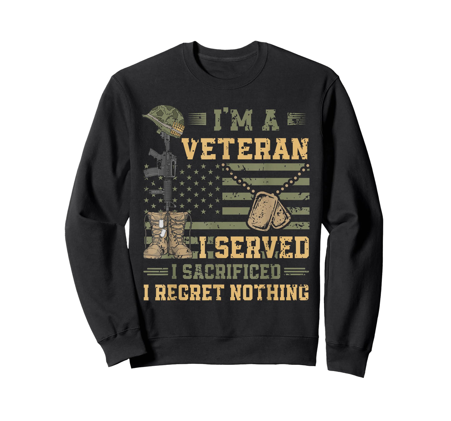 Patriotic US Army Veteran I Served Sacrificed Regret Nothing T-Shirt