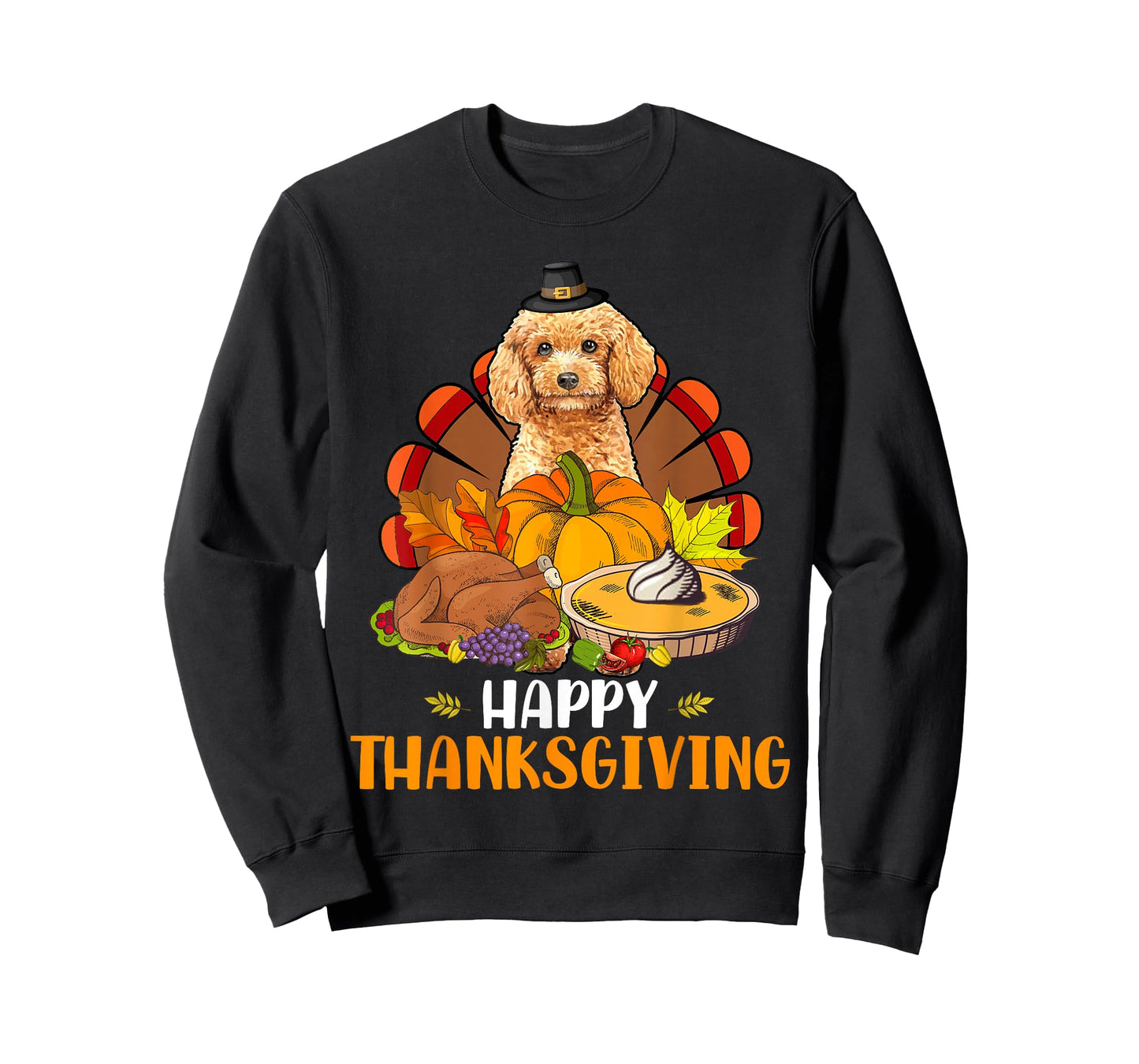 Thanksgiving Turkey Poodle Dog Eating Dinner Family Lover T-Shirt
