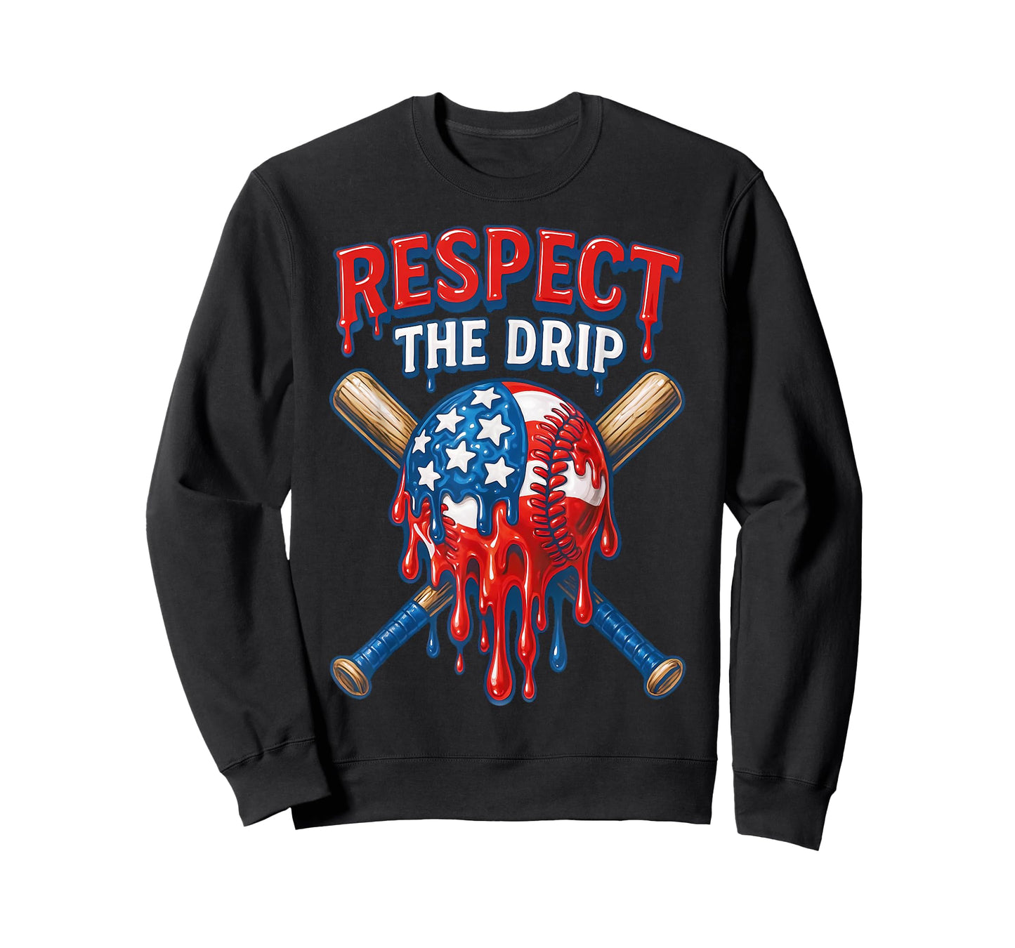 Respect The Drip Baseball Ice Cream Drip 4th of July T-Shirt