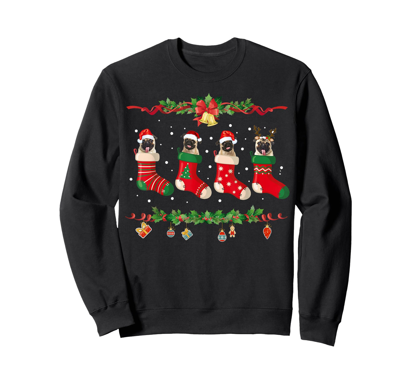 Pug Christmas Shirt Stocking Dog Xmas Sweater T-Shirt