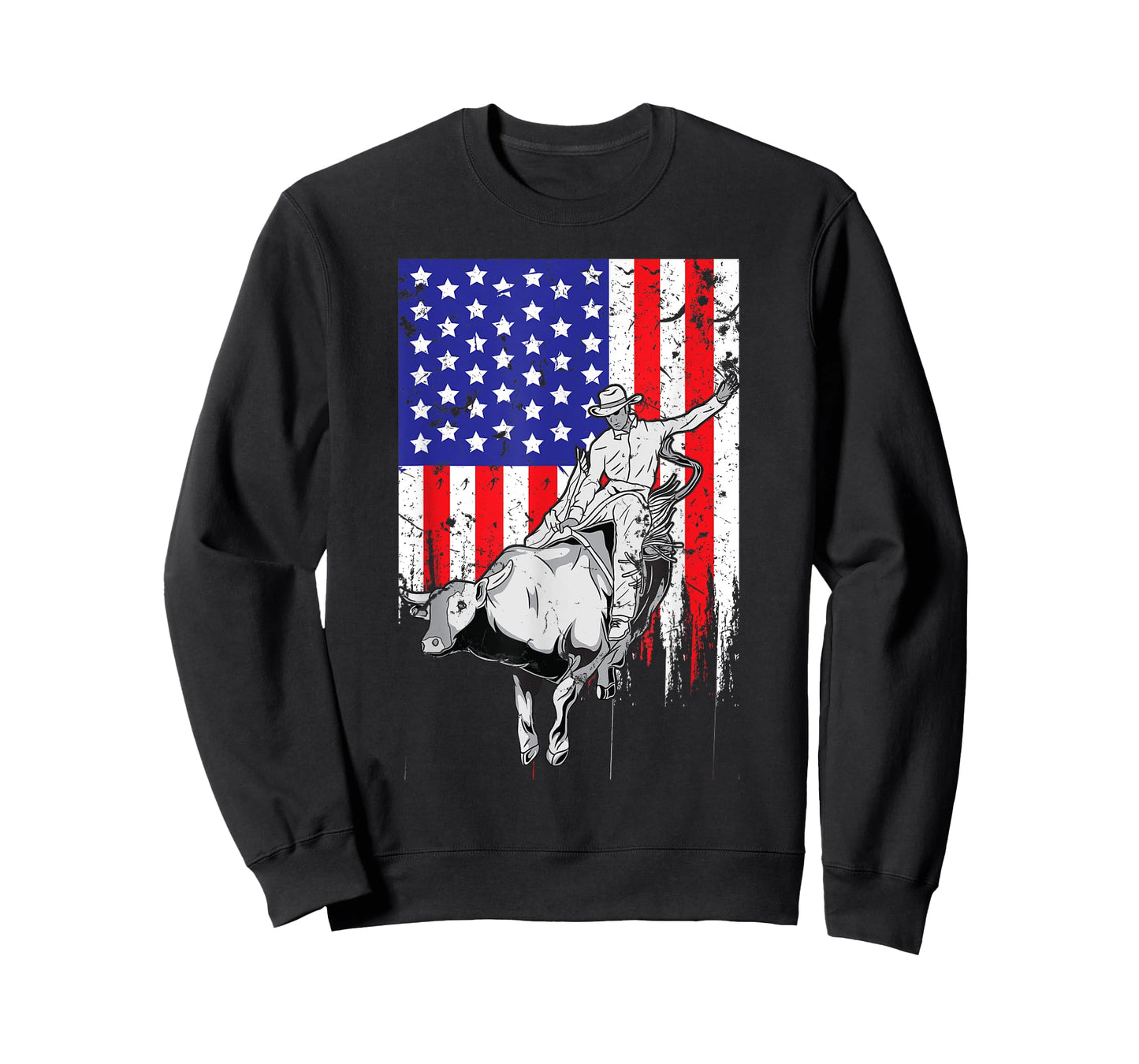 American Flag Bucking Bull Riding Patriotic Rodeo Rider T-Shirt