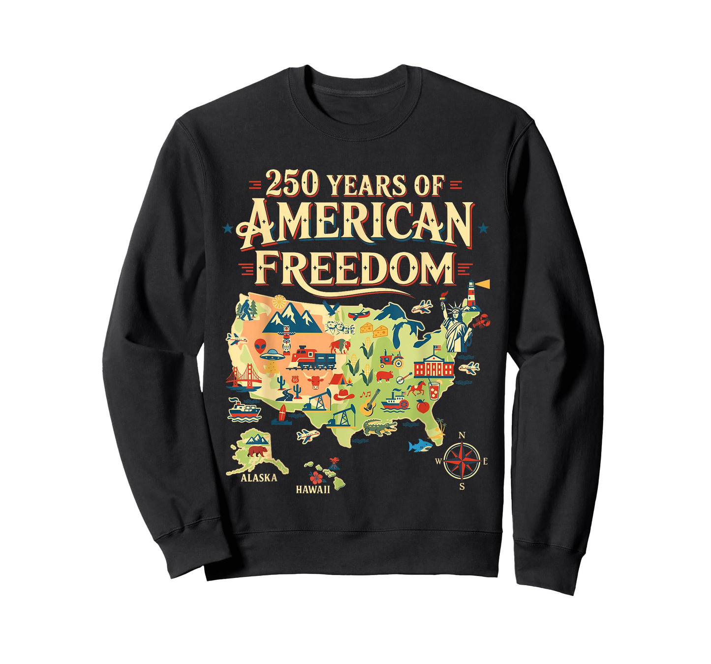 250 Years United States Map Patriotic Art for Freedom Lovers T-Shirt