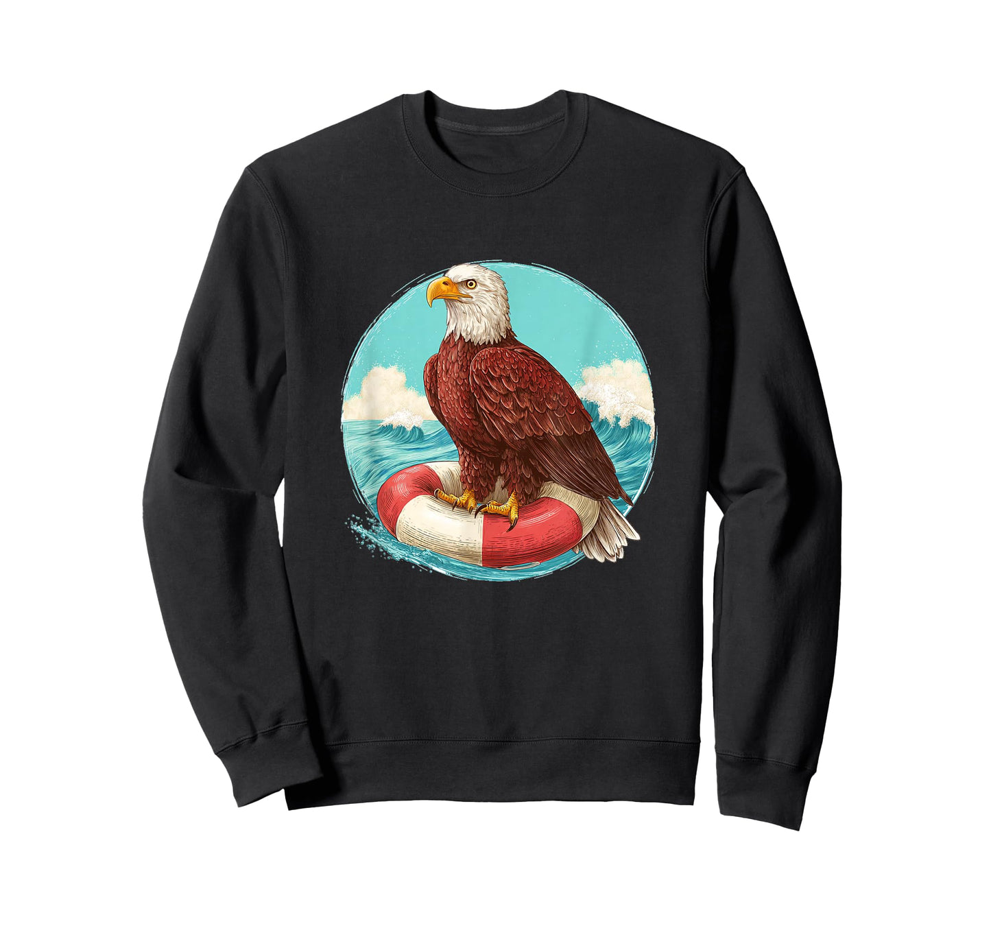 Funny Relaxing Eagle with Pool Ring for Beach Holiday Lovers T-Shirt