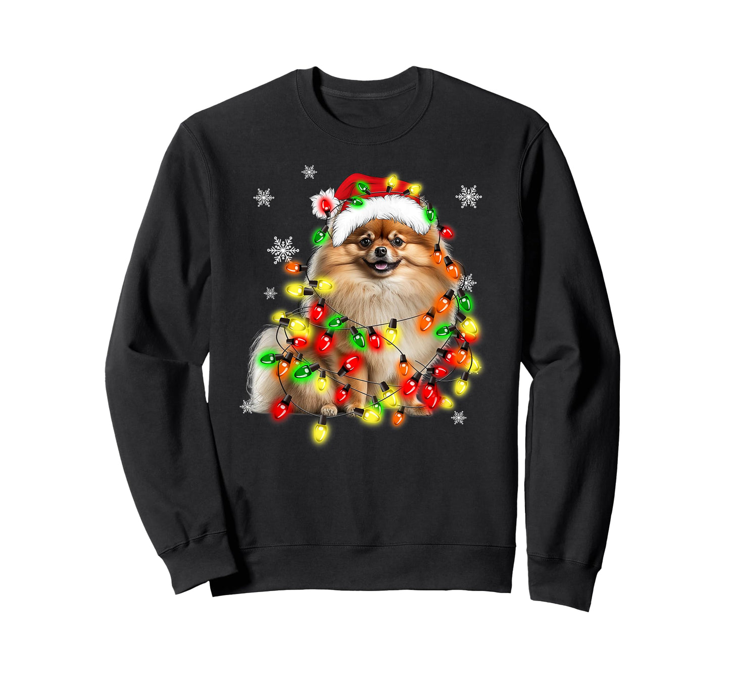 Pomeranian Dog Family Matching Christmas T-Shirt, Unisex-Adults/Kids, Black, Small, Short Sleeve, Cotton Blend, Novelty, Christmas, Dog Lovers, Families