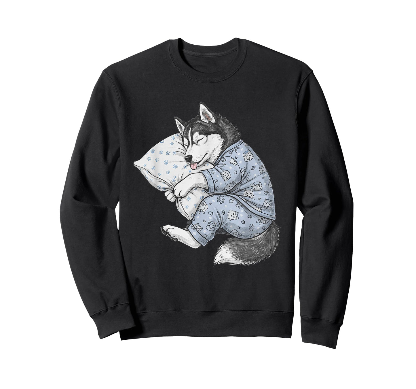 Funny Sleepy Siberian Husky Pajama Men Women Kids T-Shirt