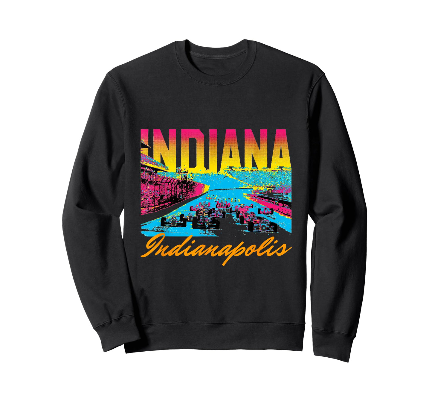 Indianapolis Indiana Racing Colorful Distressed Retro T-Shirt