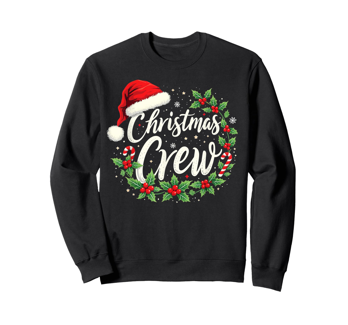 Christmas Crew Family Matching Unisex Adults Kids Black Solid Crew Neck Short Sleeve T-Shirt Holiday Party Shirt