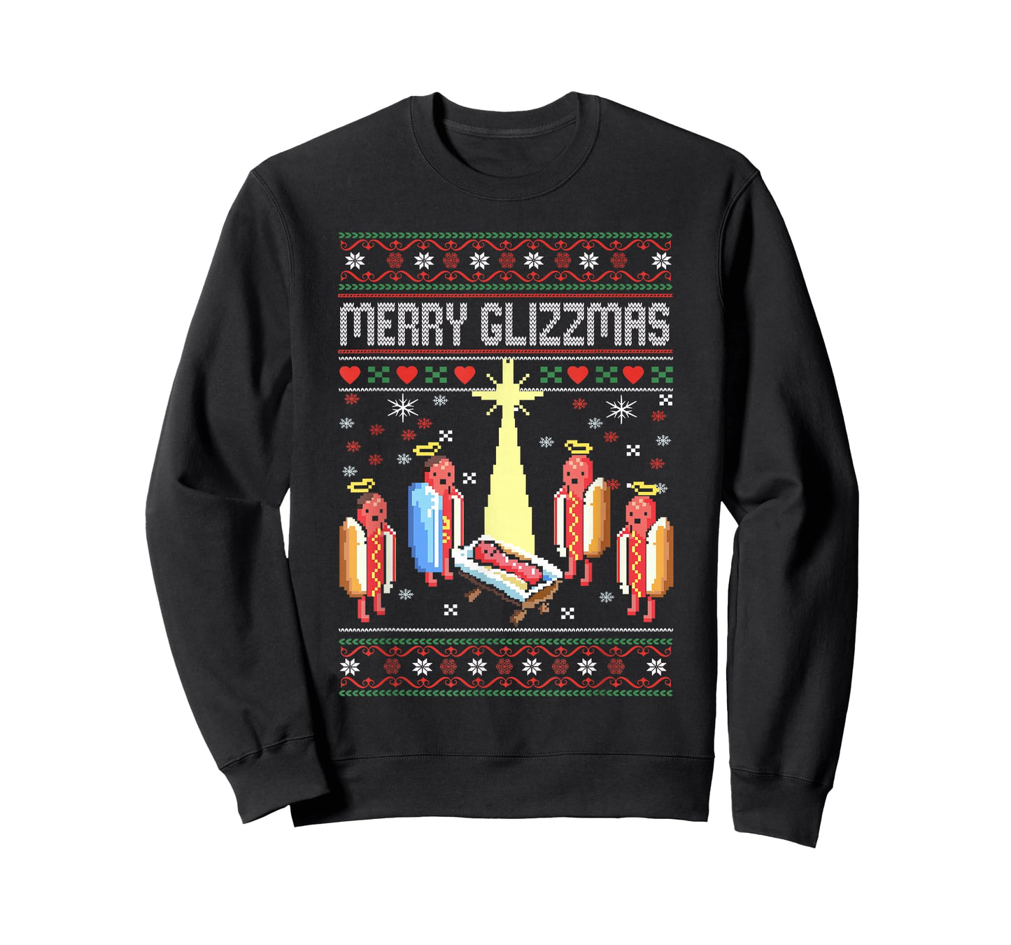 Funny Merry Glizzmas Hot Dogs Family Groups Ugly Christmas T-Shirt