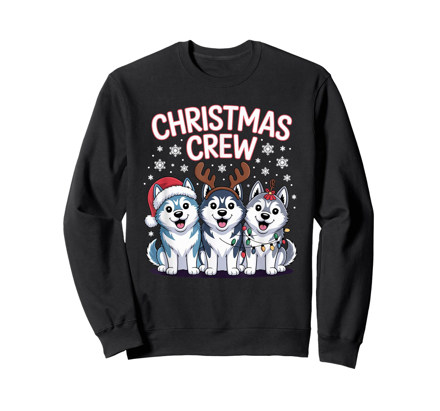 Christmas Crew Puppy Dog Sled Funny Christmas Siberian Husky T-Shirt