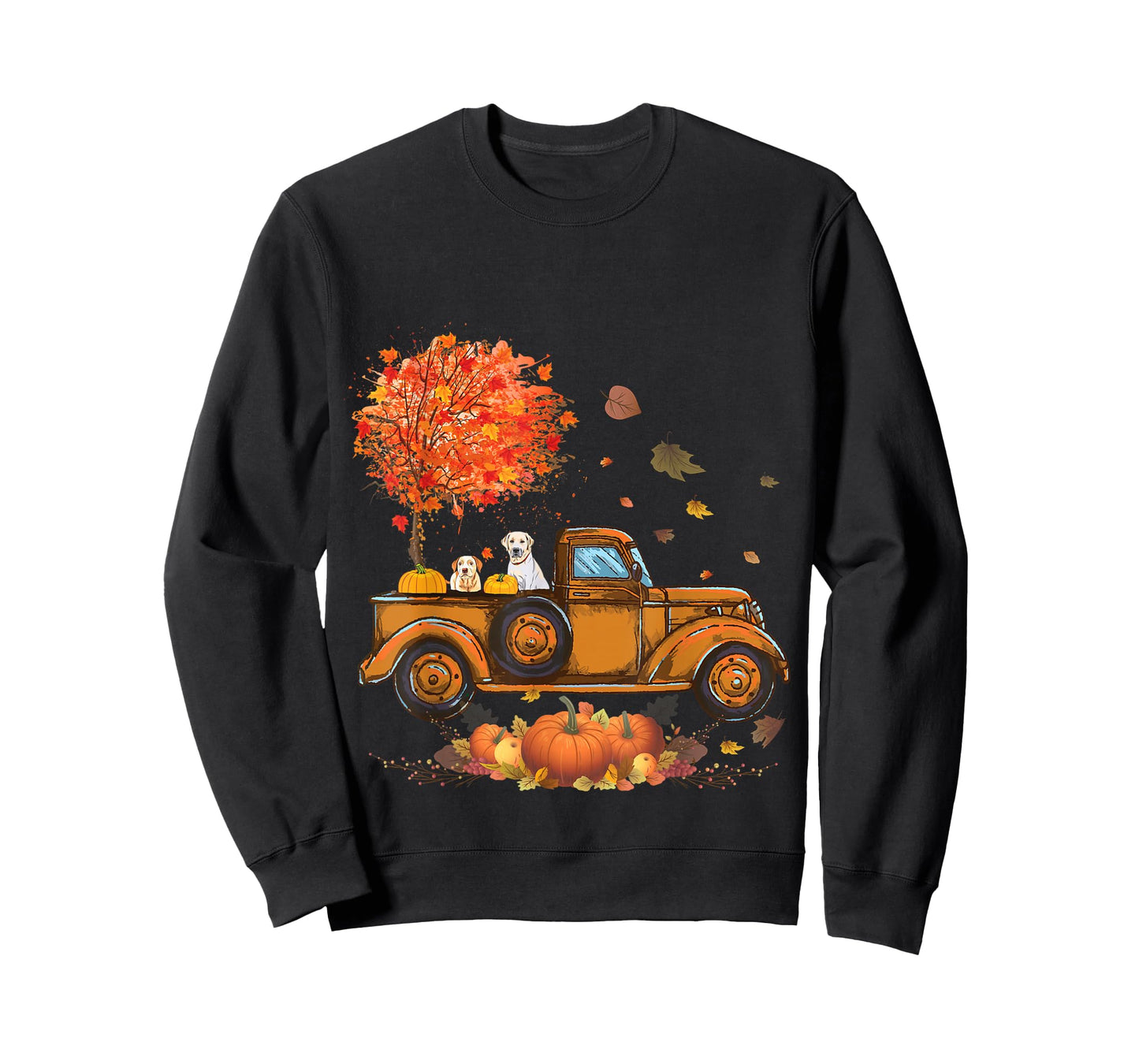Labrador Retriever Pumpkins Truck Autumn Leaf Fall gifts T-Shirt