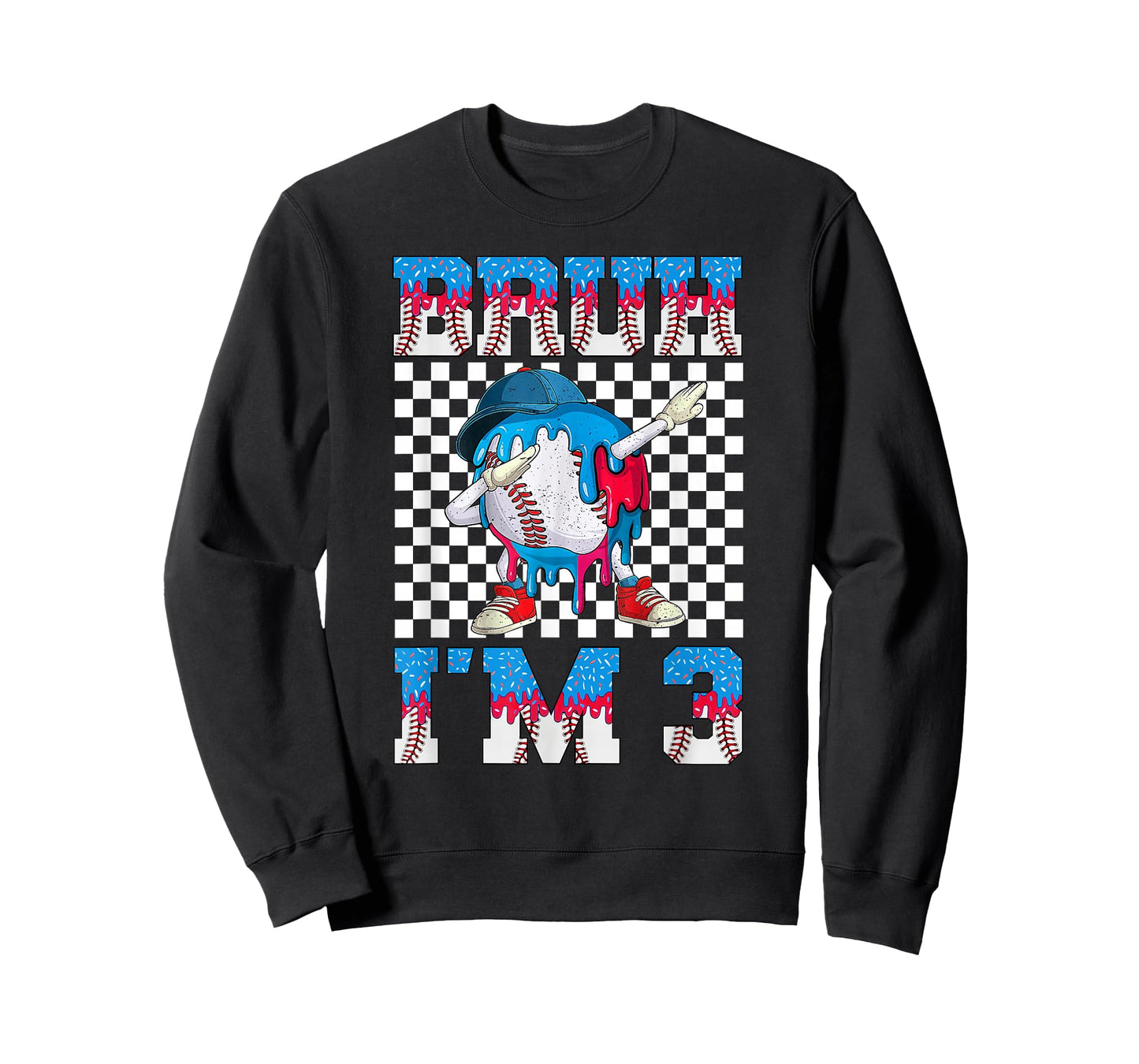 Bruh 3rd Birthday Boy Baseball Ice Cream Drip T-Shirt