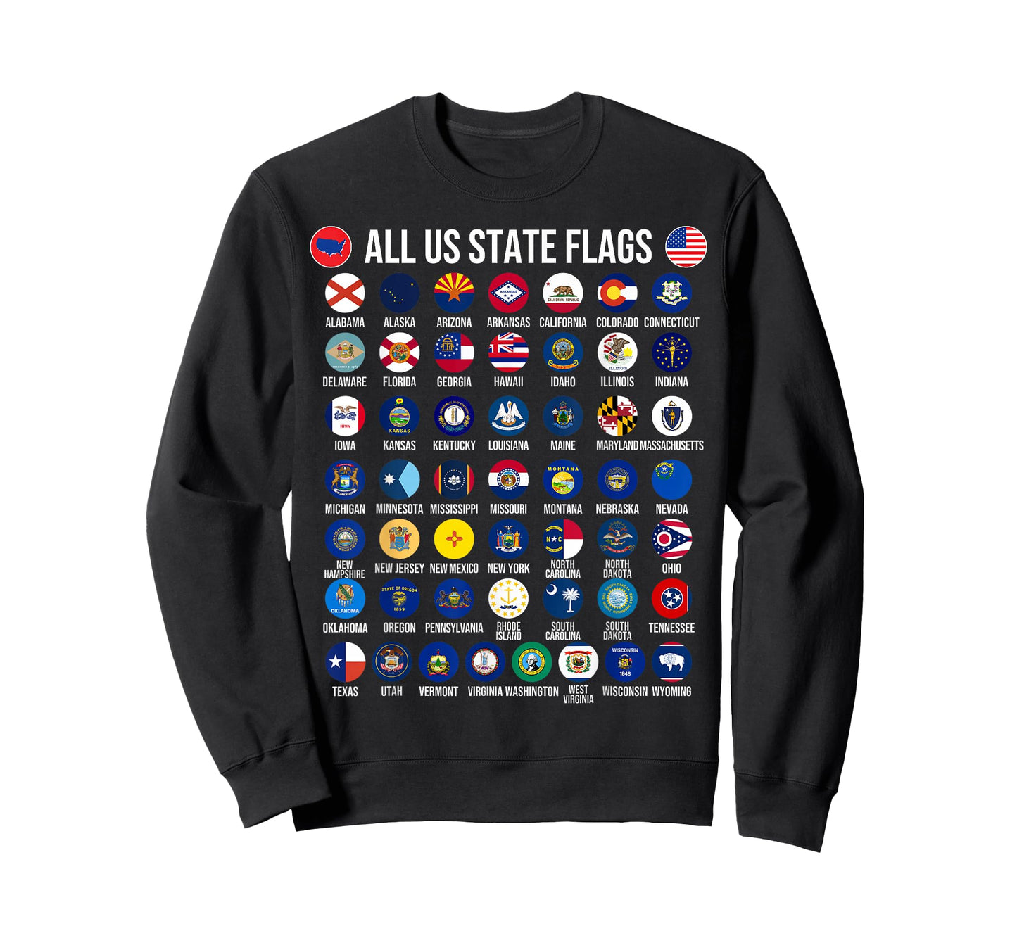 Flags of the U.S. States 50 Flags American Geography T-Shirt