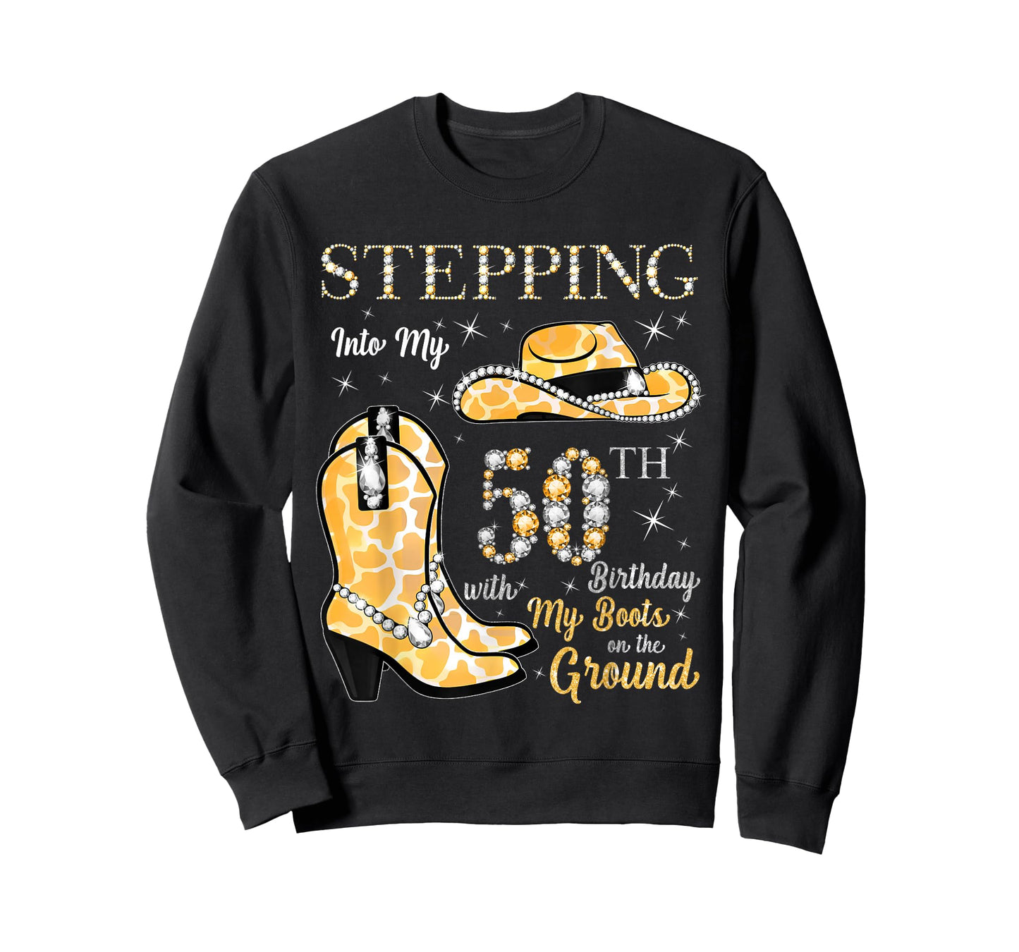 Stepping Into My 50th Birthday Cowgirl Hat & Boots 50 Yr Old T-Shirt