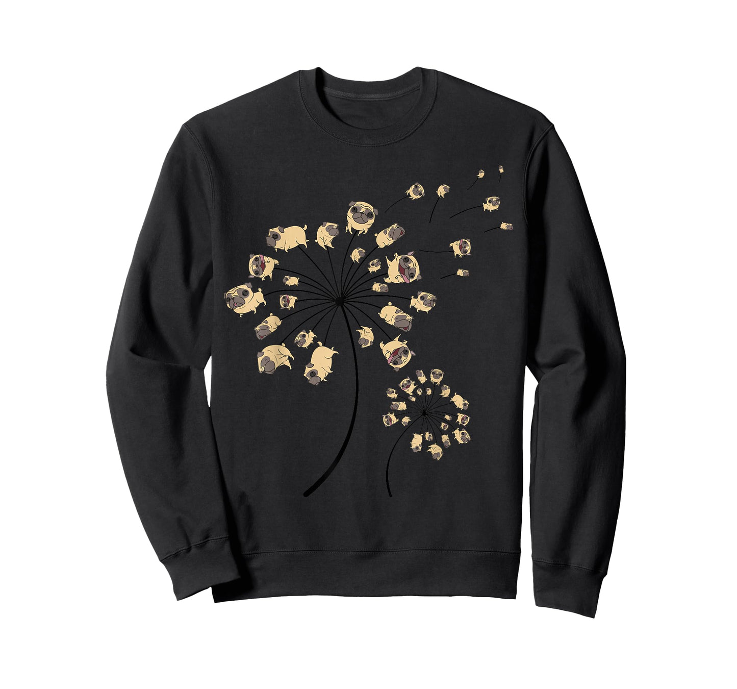 Funny Pug Gift for Men Women Cool Flower Dog Dandelion Lover T-Shirt