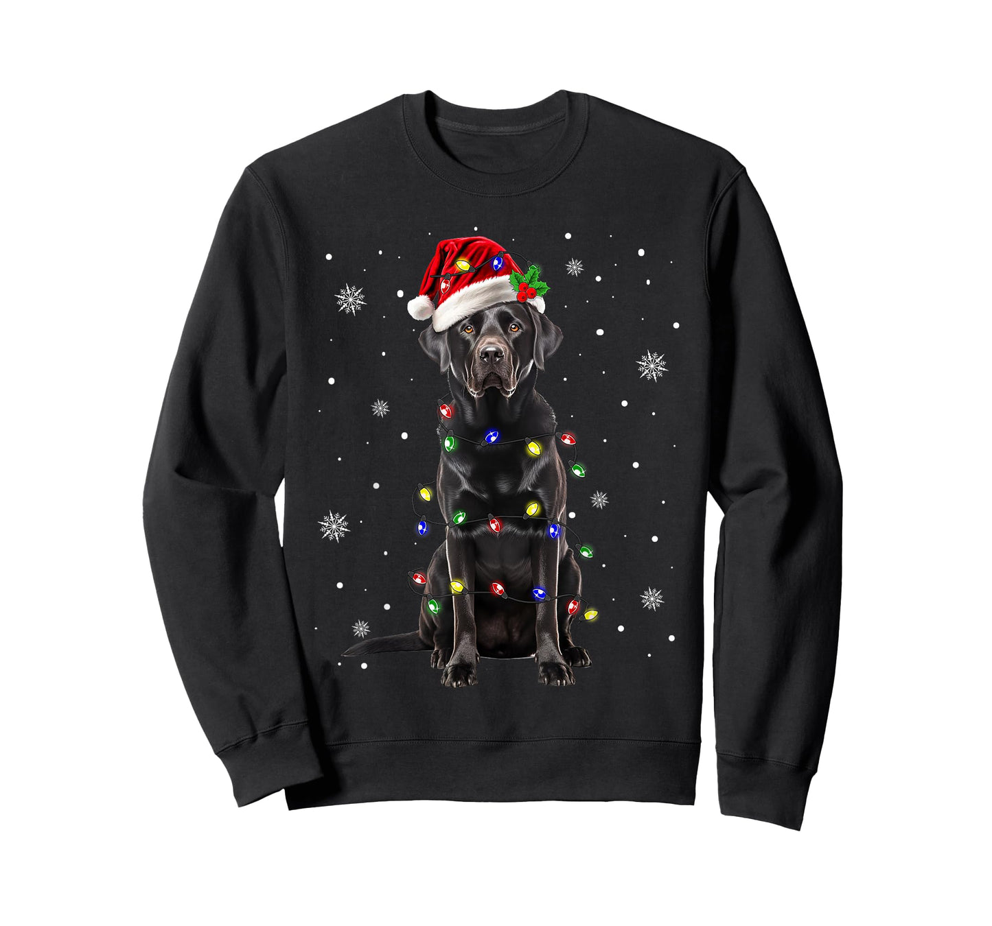 Black Lab Labrador Christmas Tree Light Pajama Dog Xmas T-Shirt