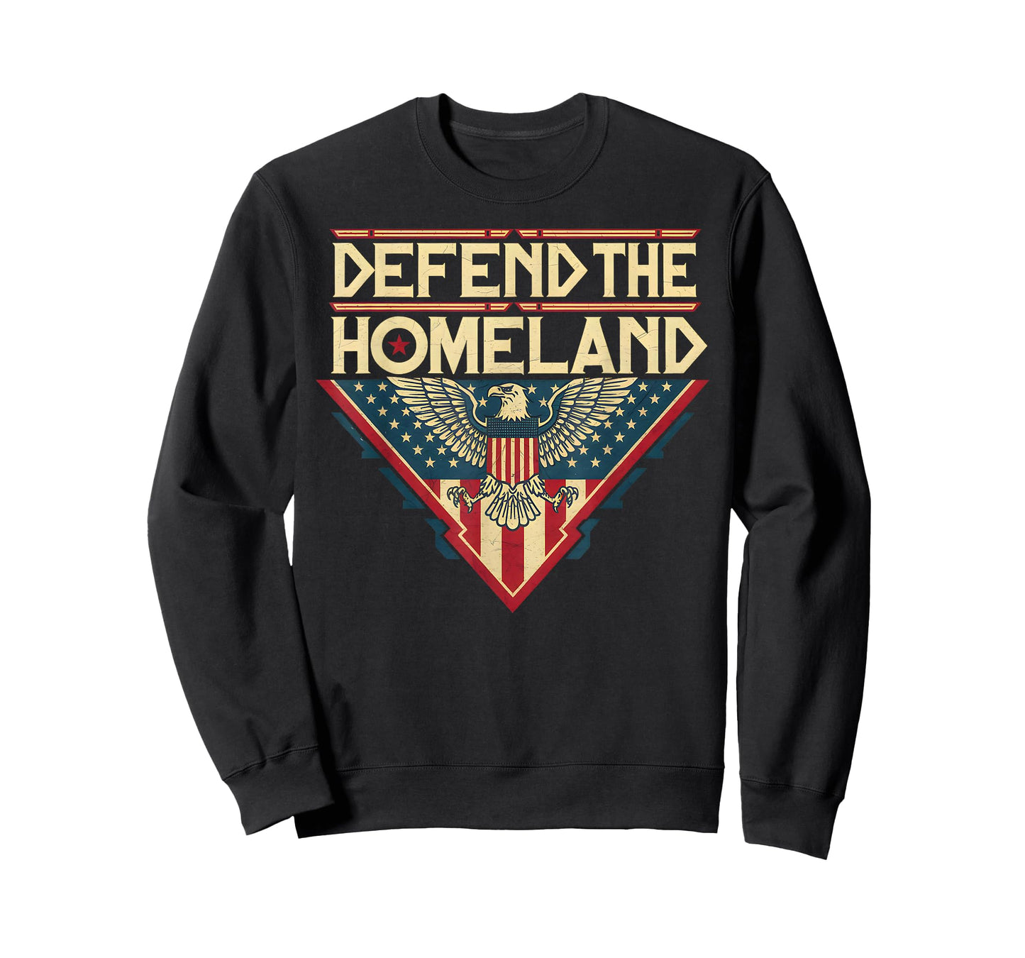 Defend The Homeland - USA Flag Eagle Retro Sci-Fi Design T-Shirt