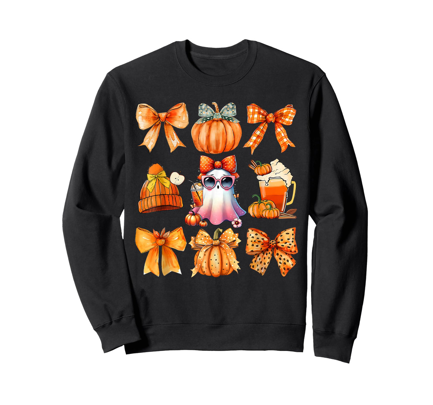 Coquette Bow Pumpkin Season Thanksgiving Autumn Fall Leaves T-Shirt