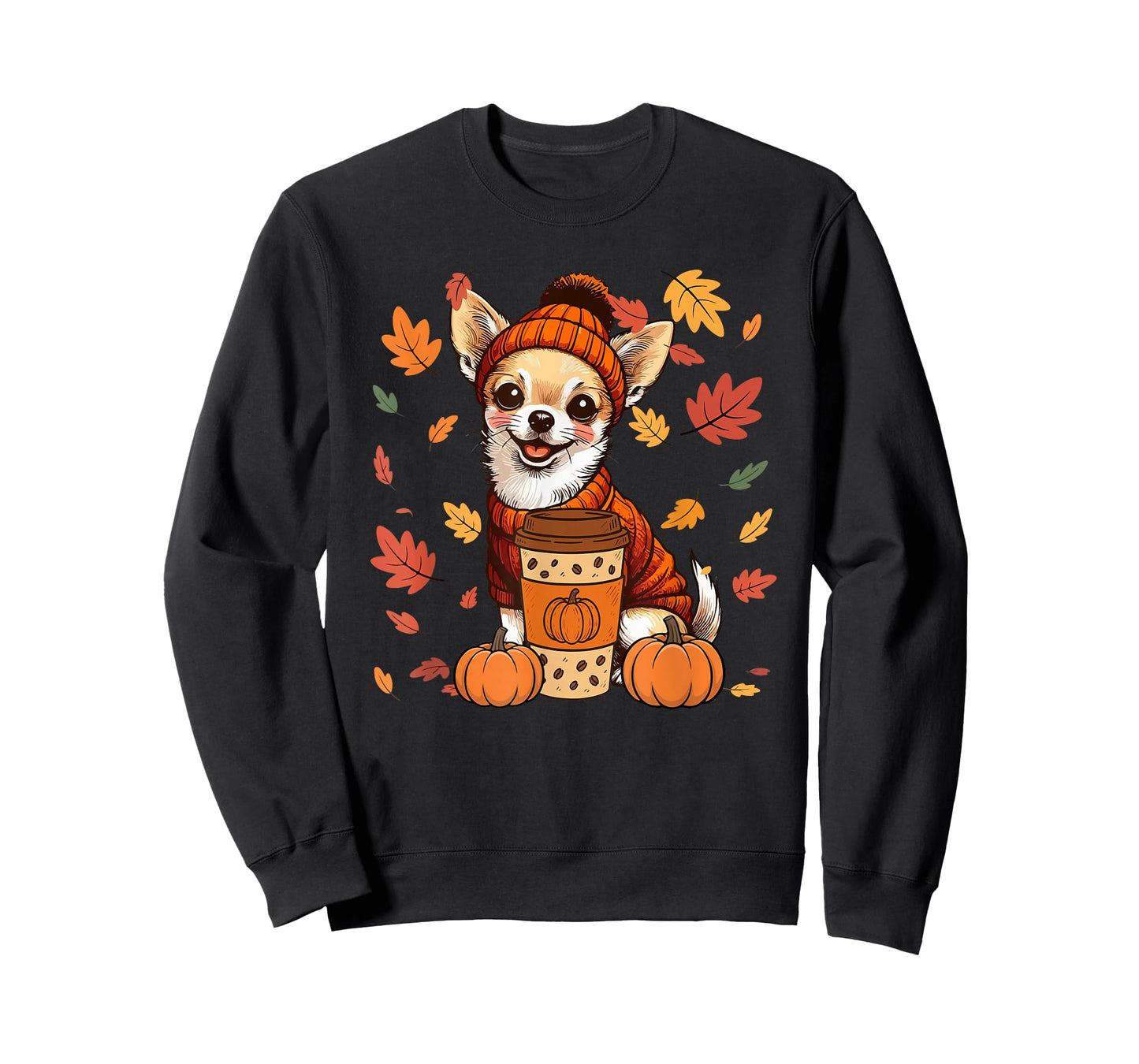 Chihuahuas Wearing Sweater Coffee Thanksgiving Autumn Owner T-Shirt