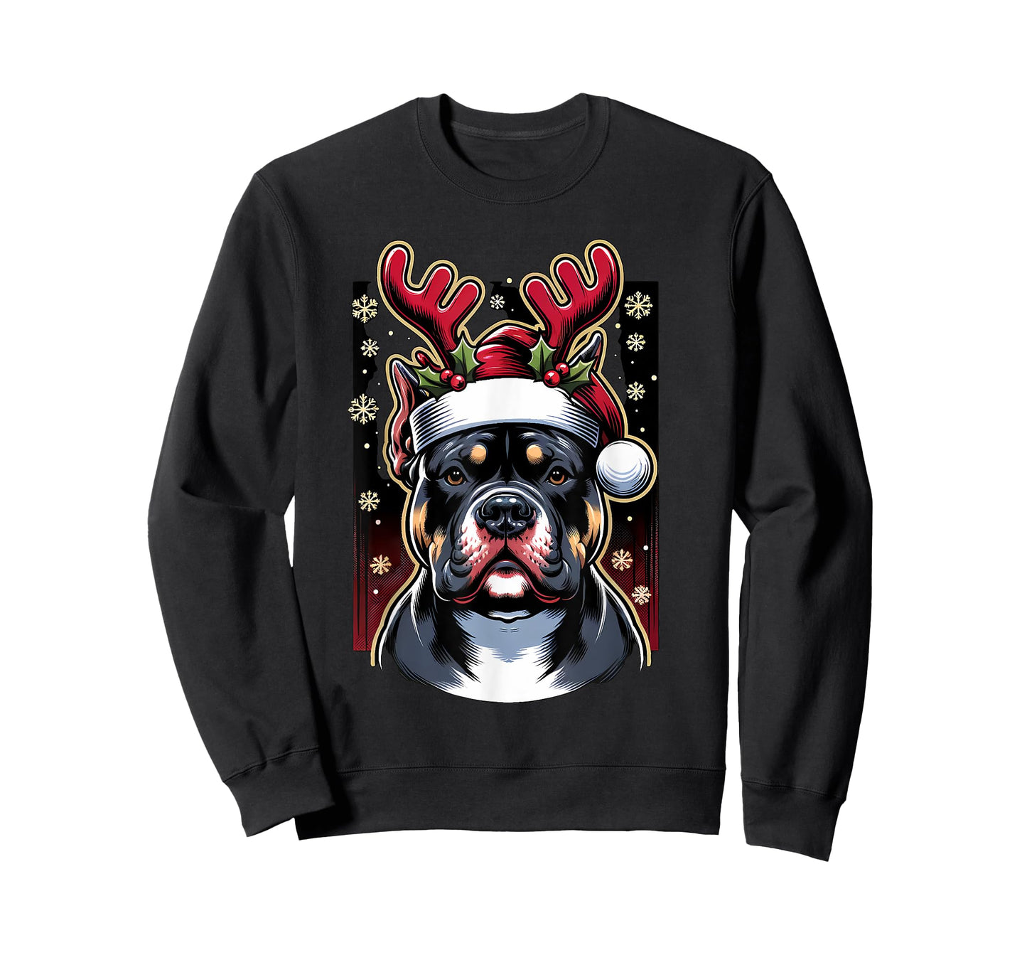 Christmas American Bully Dog Reindeer T-Shirt