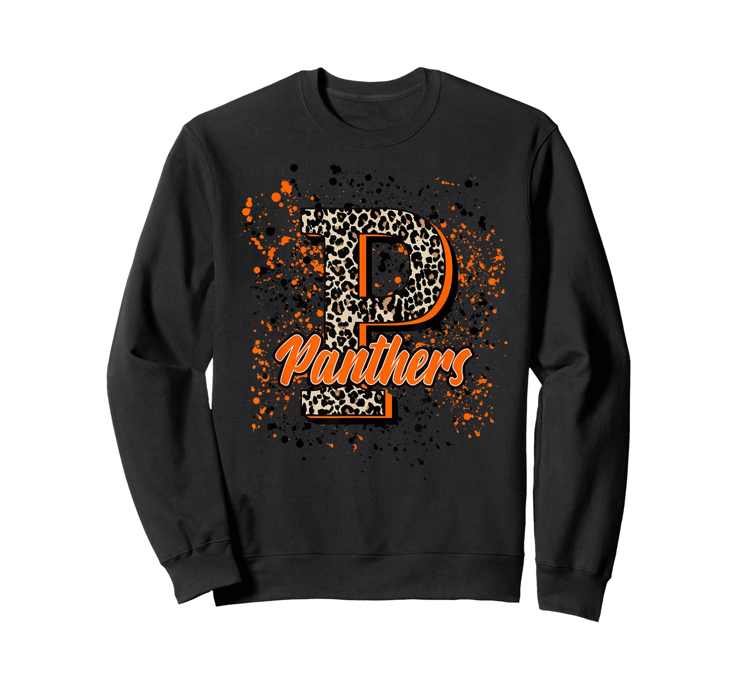 Panthers Mascot Orange and Black School Spirit T-Shirt