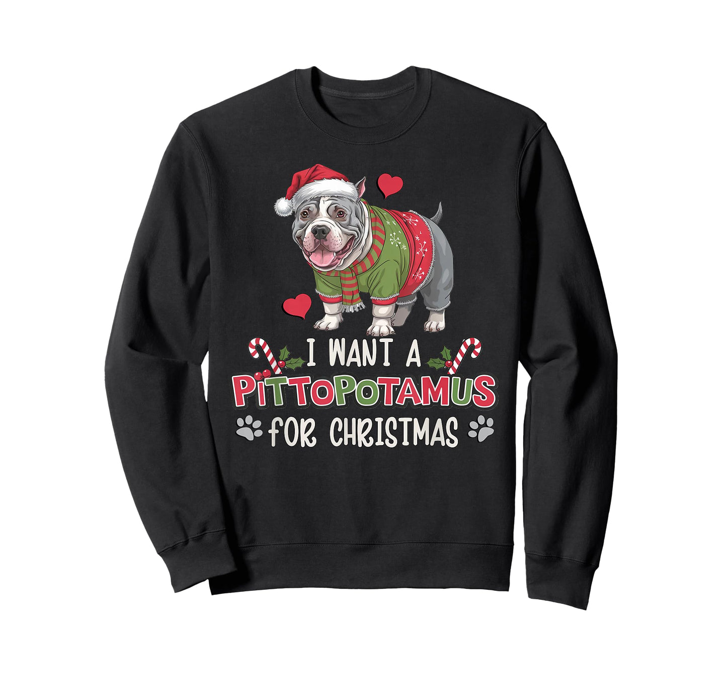 Merry Pitmas Pitbull Dog I Love My Pittopotamus Christmas T-Shirt
