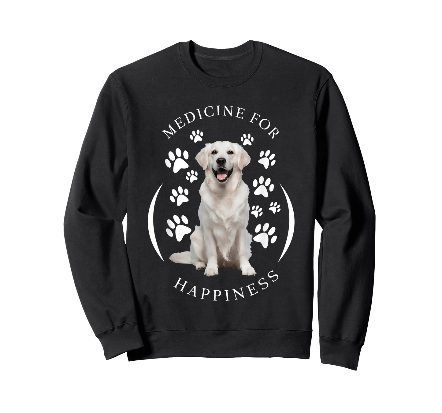 Cute English Cream Golden White Retriever Gifts Medicine for Happiness Dog Women Men Kids Cute Puppy Funny Black Classic Animal Print Short Sleeve T-Shirt