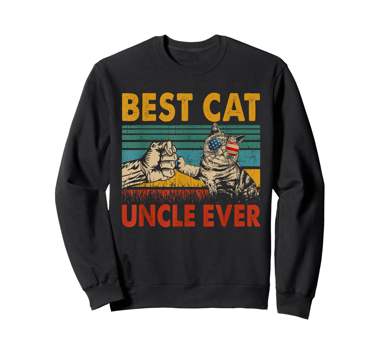 Vintage Retro Best Cat Uncle Ever Funny Dad Cat Lover Gifts T-Shirt for Men Women
