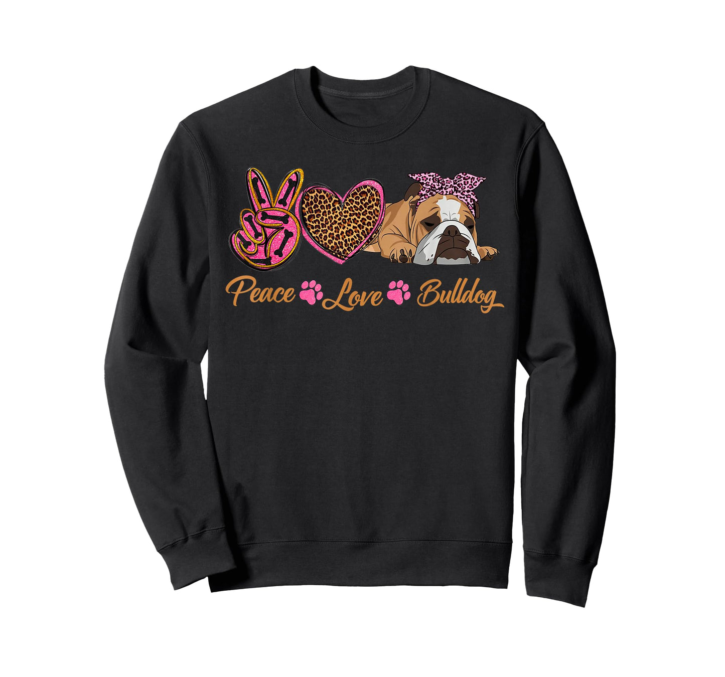 Peace Love English Bulldog Funny Puppy Dog Mom Mother's Day T-Shirt