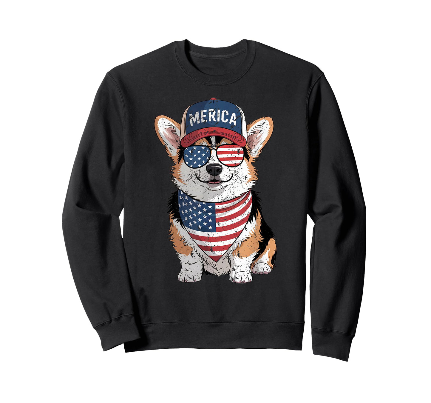 Tri Color Corgi 4th of July US American Flag Dog Patriotic T-Shirt