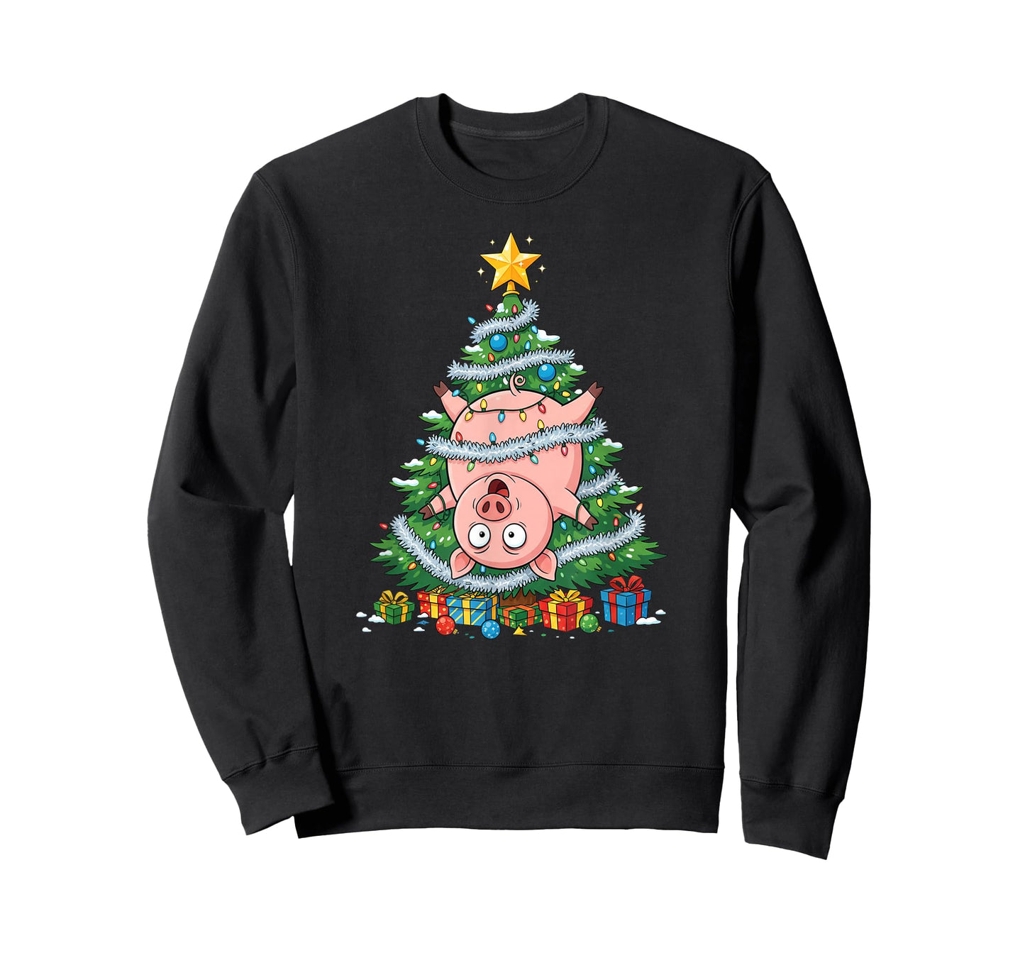 Funny Pig Christmas Tree Kids Mens Womens T-Shirt