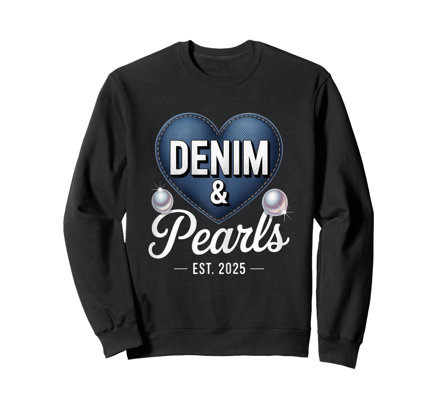 Blue Jeans Denim and Pearls Outfit For Women Cowboy Denim T-Shirt