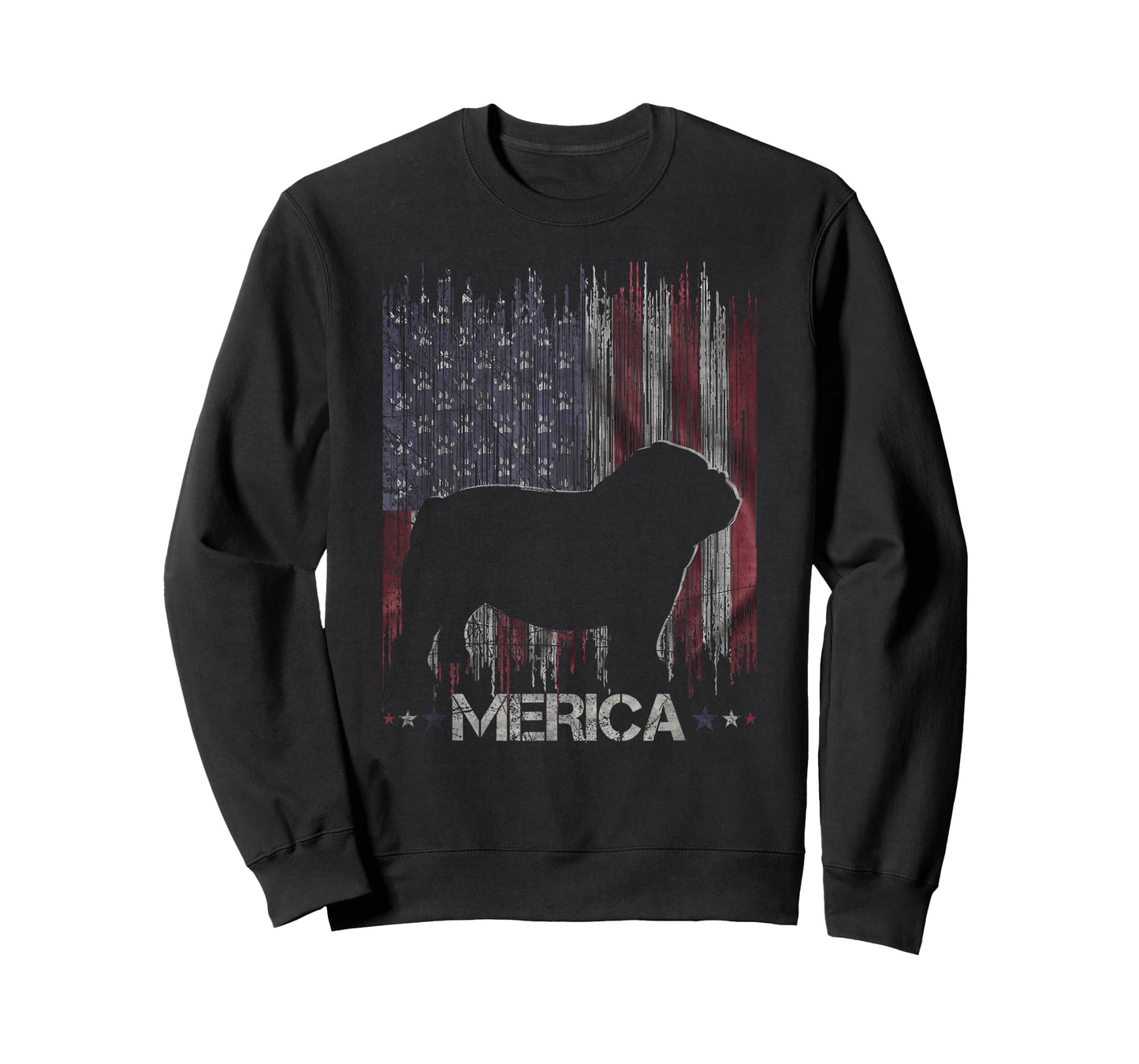 Vintage Bulldog, Merica Bulldog USA Flag Silhouette T-Shirt