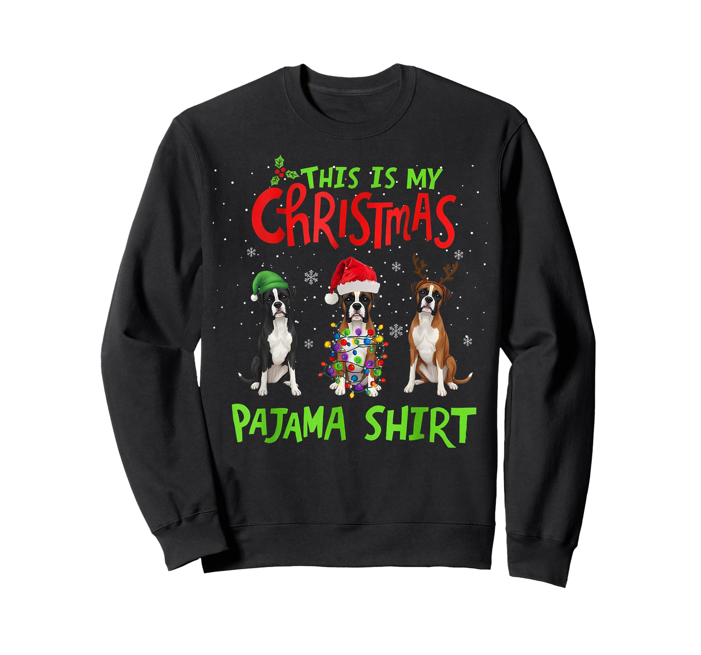 This is My Christmas Pajama Shirt Boxer Dog Funny Xmas T-Shirt