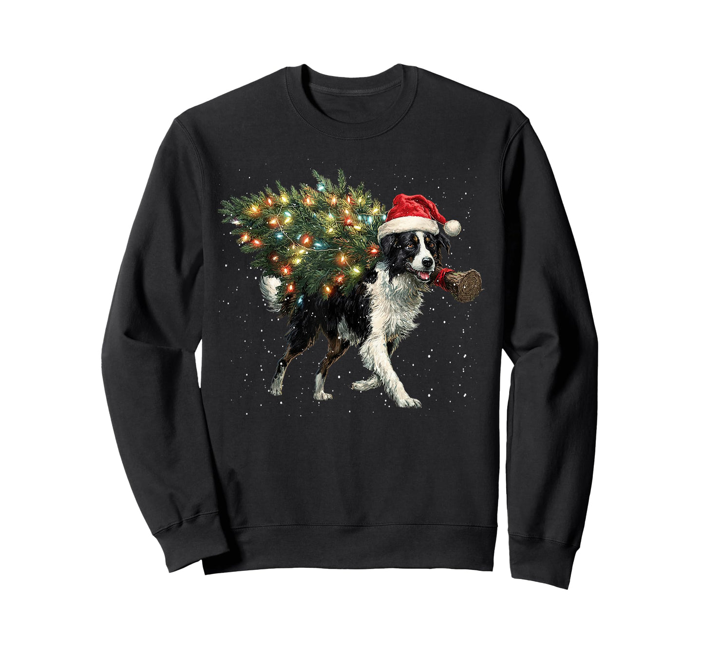 Cute Border Collie Dog in a Christmas Tree for Men Women T-Shirt