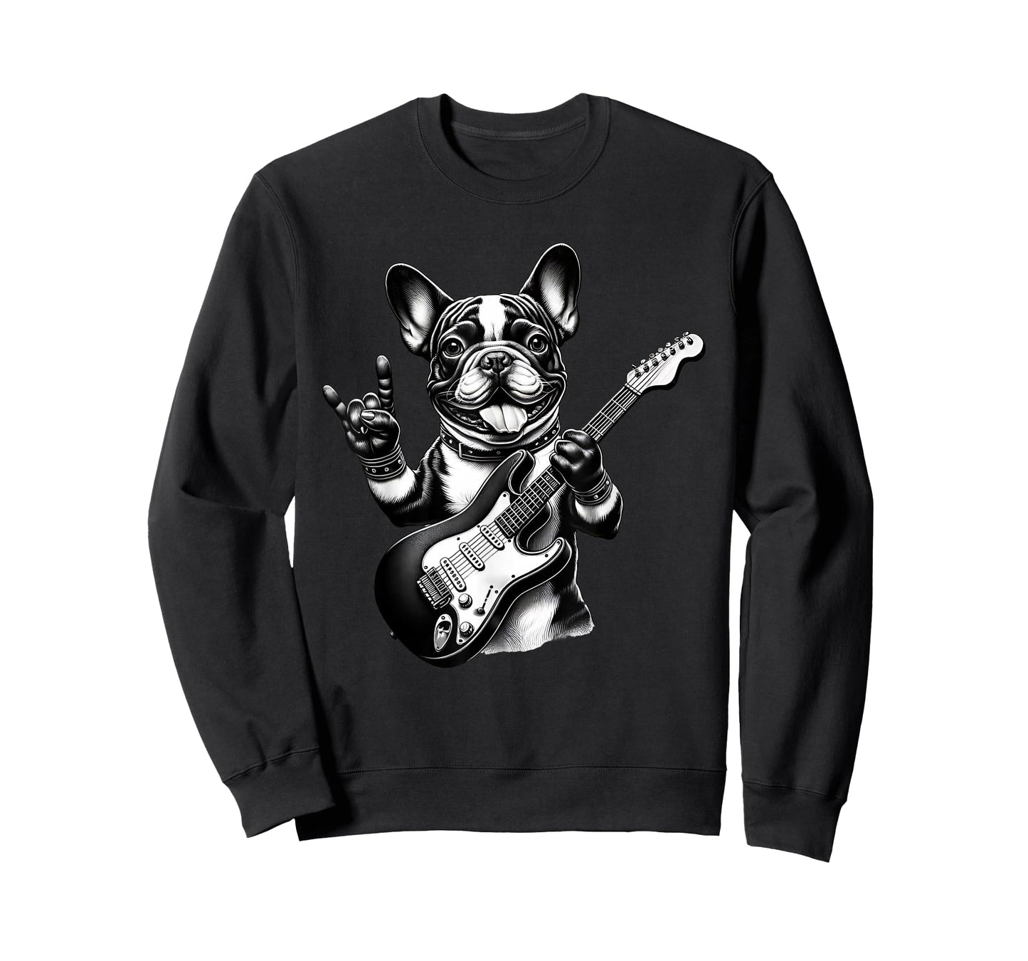 French Bulldog Playing Electric Guitar Rock Star Frenchie T-Shirt