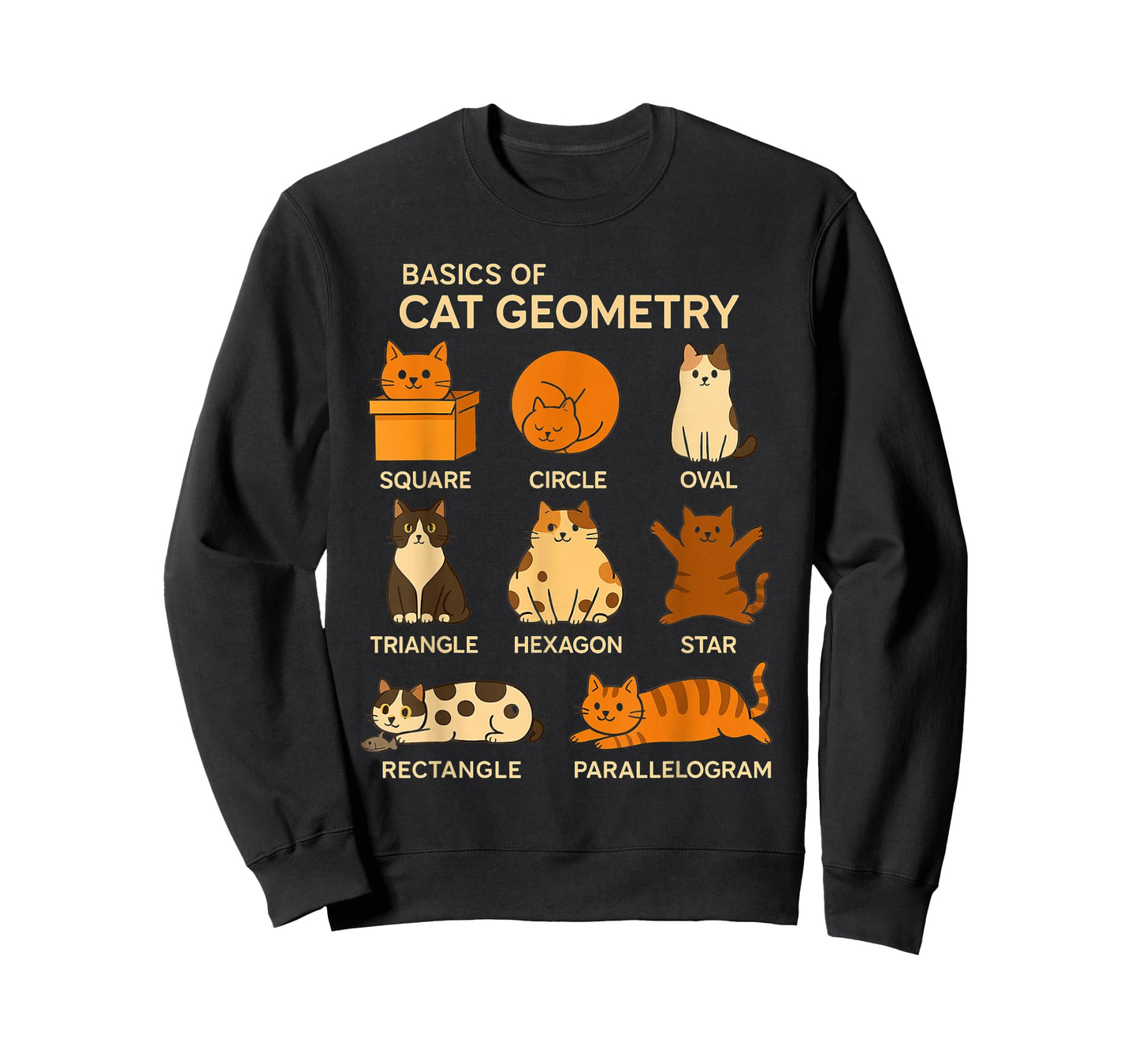 Basic Cat Geometry Cute Cat Cat Lover Cat Owner Math School T-Shirt