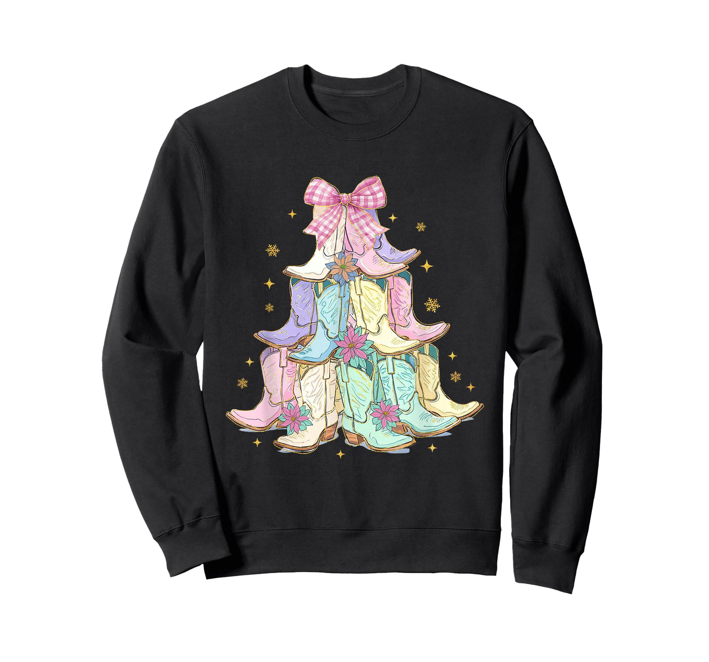 Coquette Christmas Tree Cowgirl Cowboy Boots Western Xmas T-Shirt