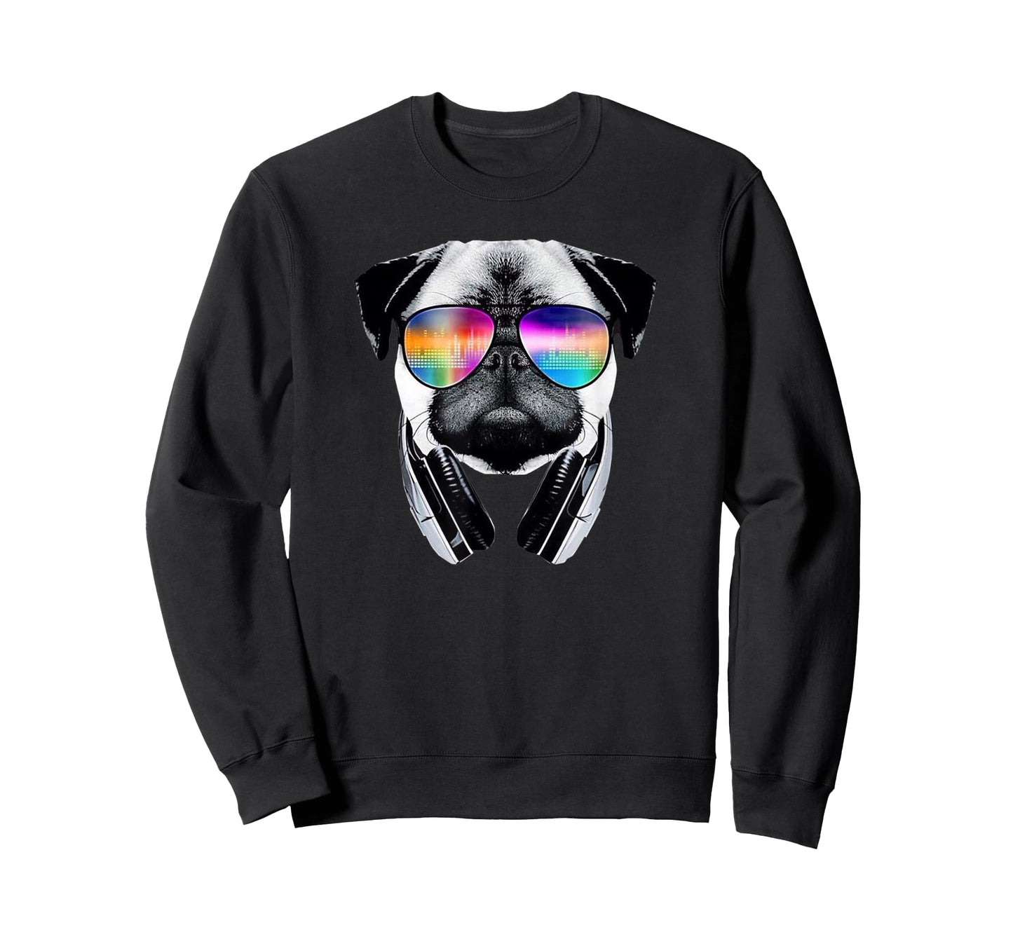 Trippy Pug Dog Wearing Music Equalizer Sunglasses T-Shirt T-Shirt