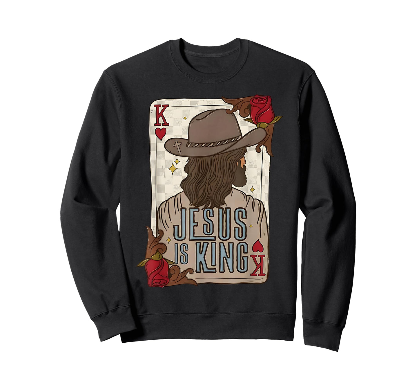 play card jesus is king christian cowboy western country T-Shirt