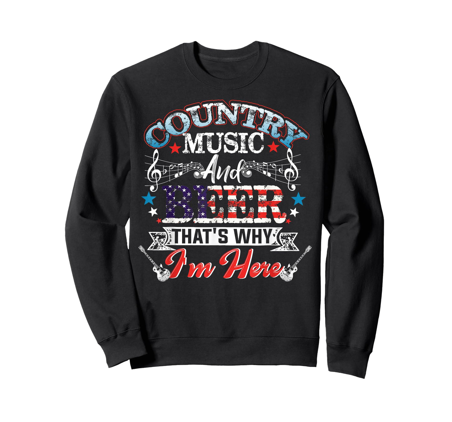 Vintage Country Music and Beer That's Why I'm Here US Flag T-Shirt