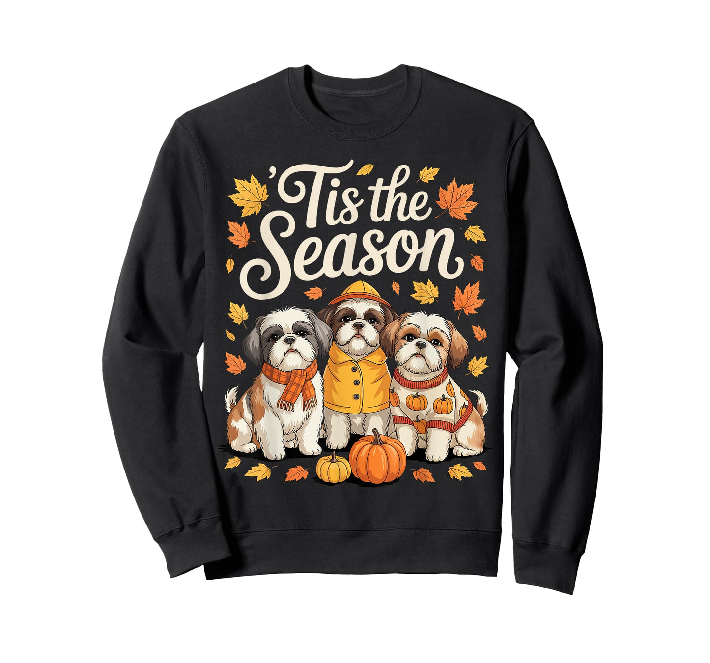 Tis The Season Shih Tzu Fall Autumn Pumpkin Dog T-Shirt