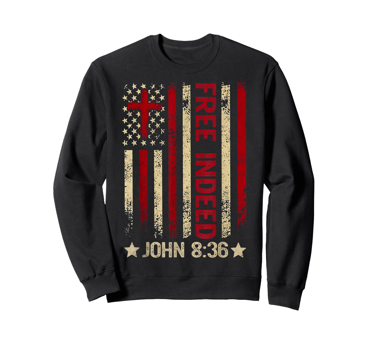 Free Indeed Christian Bible Verse 4th Of July Patriotic T-Shirt