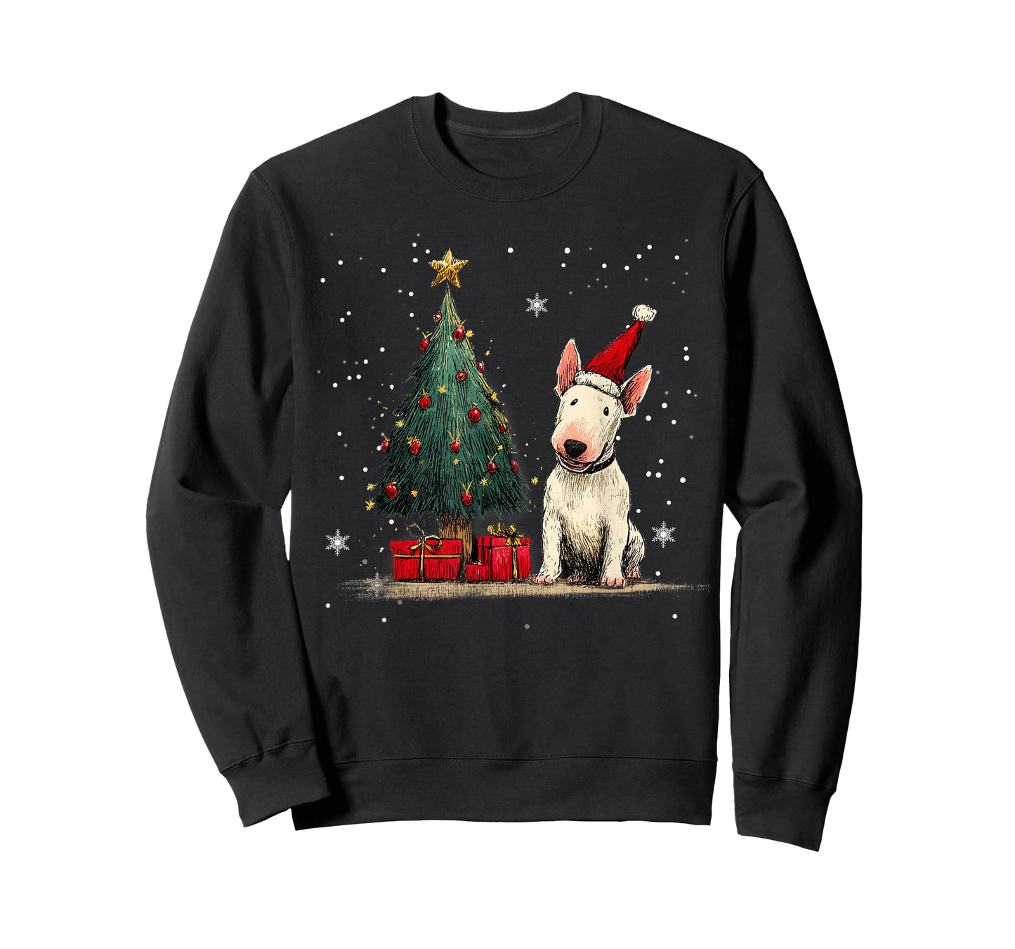 Funny Bull Terrier Dog Christmas Tree Women Men Kids T-Shirt