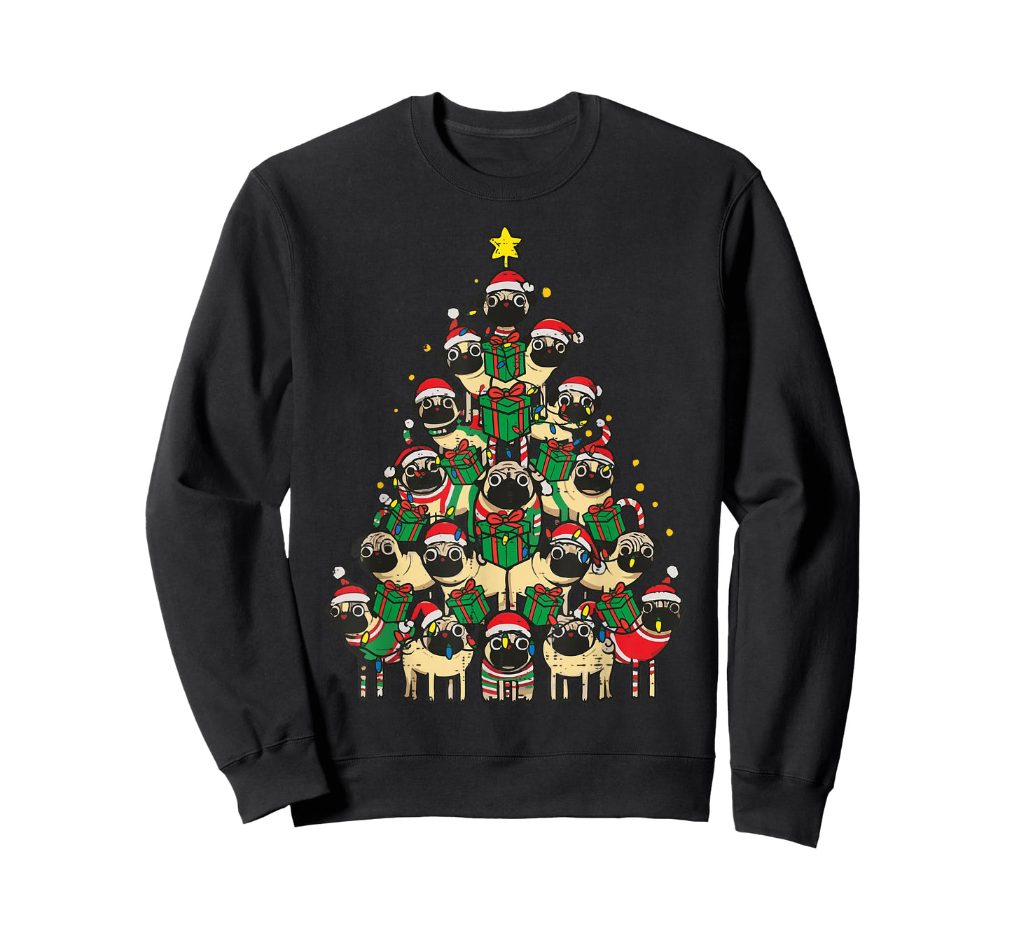 Dog Pugs Christmas Tree Cute Xmas Boys Girls Kids Women Men T-Shirt