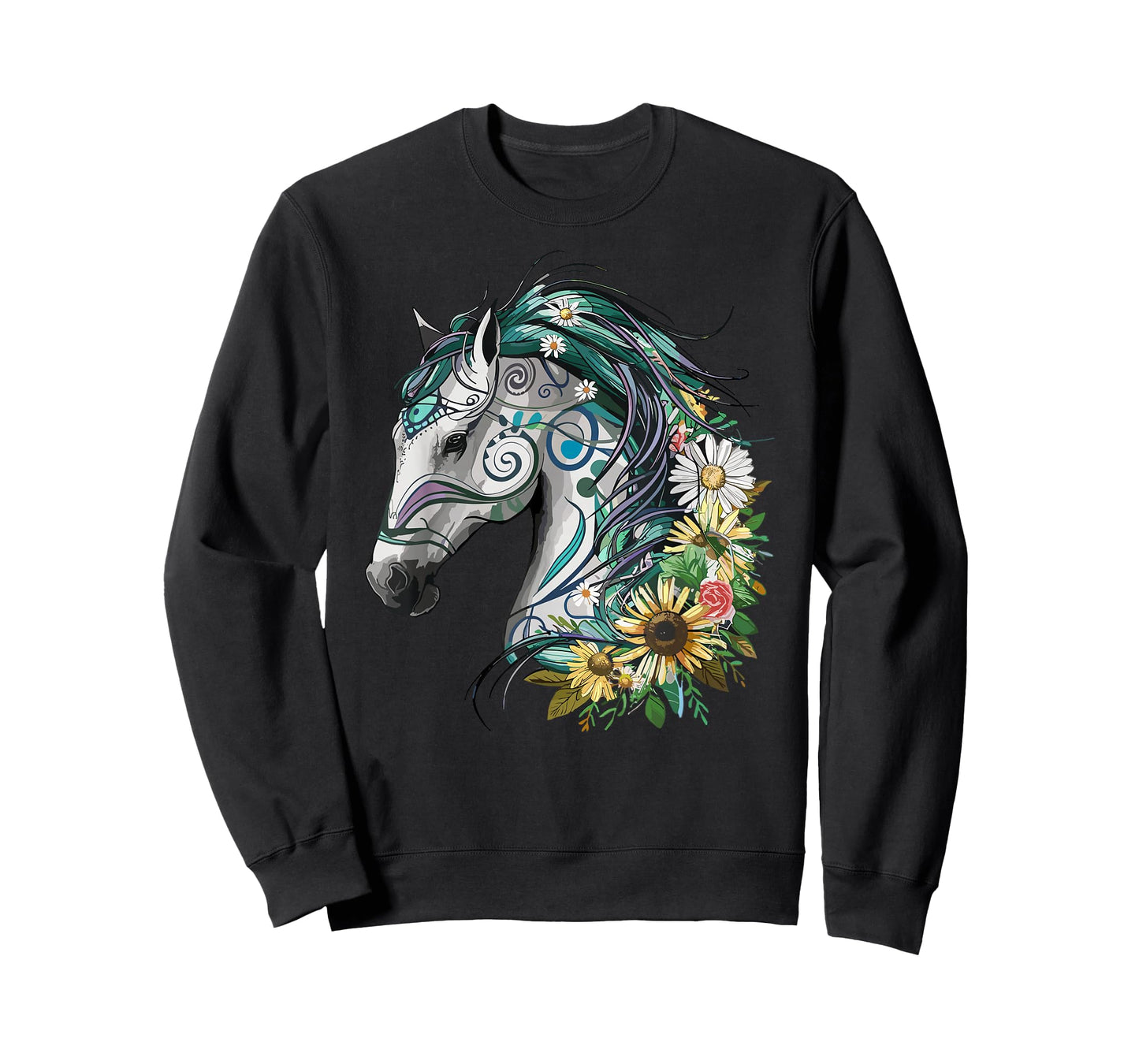 Horse Girl Beautiful Sunflower Horses Riding T-Shirt