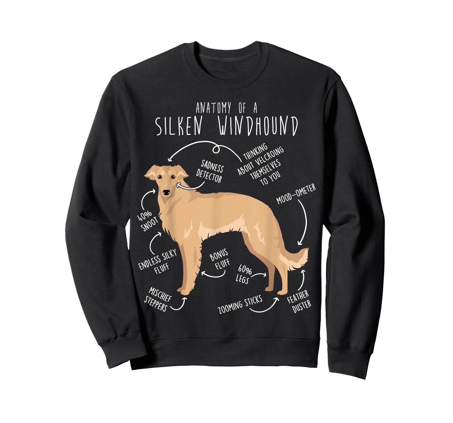 Silken Windhound Anatomy, Funny Cute Pet Lover Fawn Cream T-Shirt