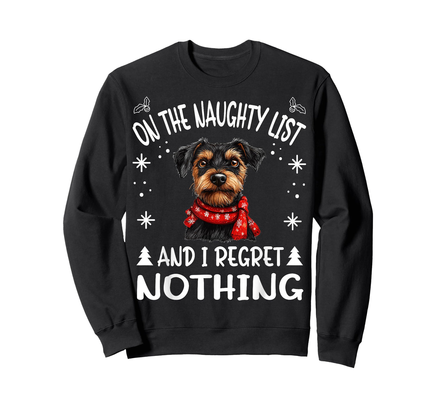 Cute Jagdterrier Dog Christmas On The Naughty List and I T-Shirt for Men Women