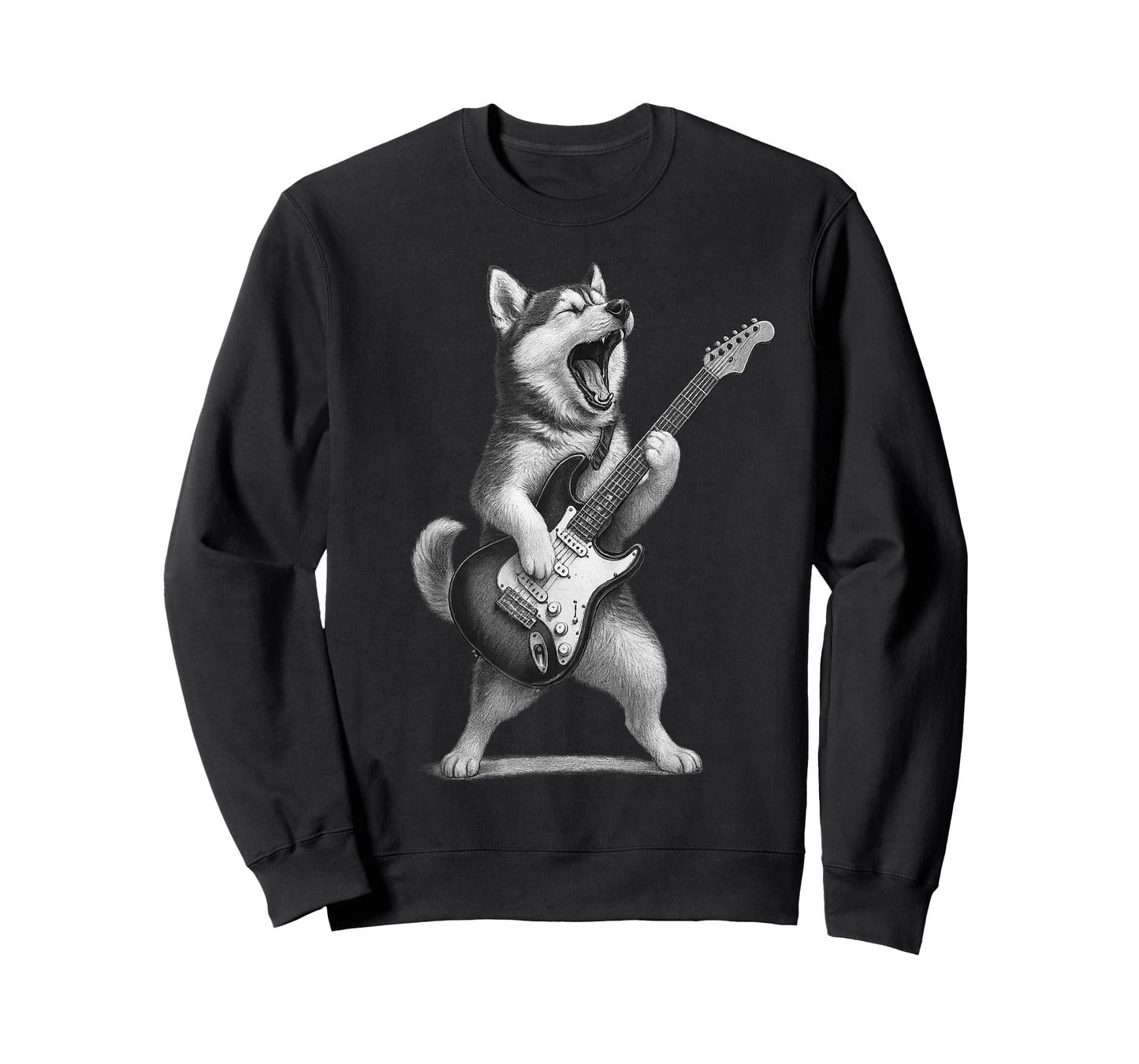 Husky Playing Guitar Rock Music Dog Lover T-Shirt