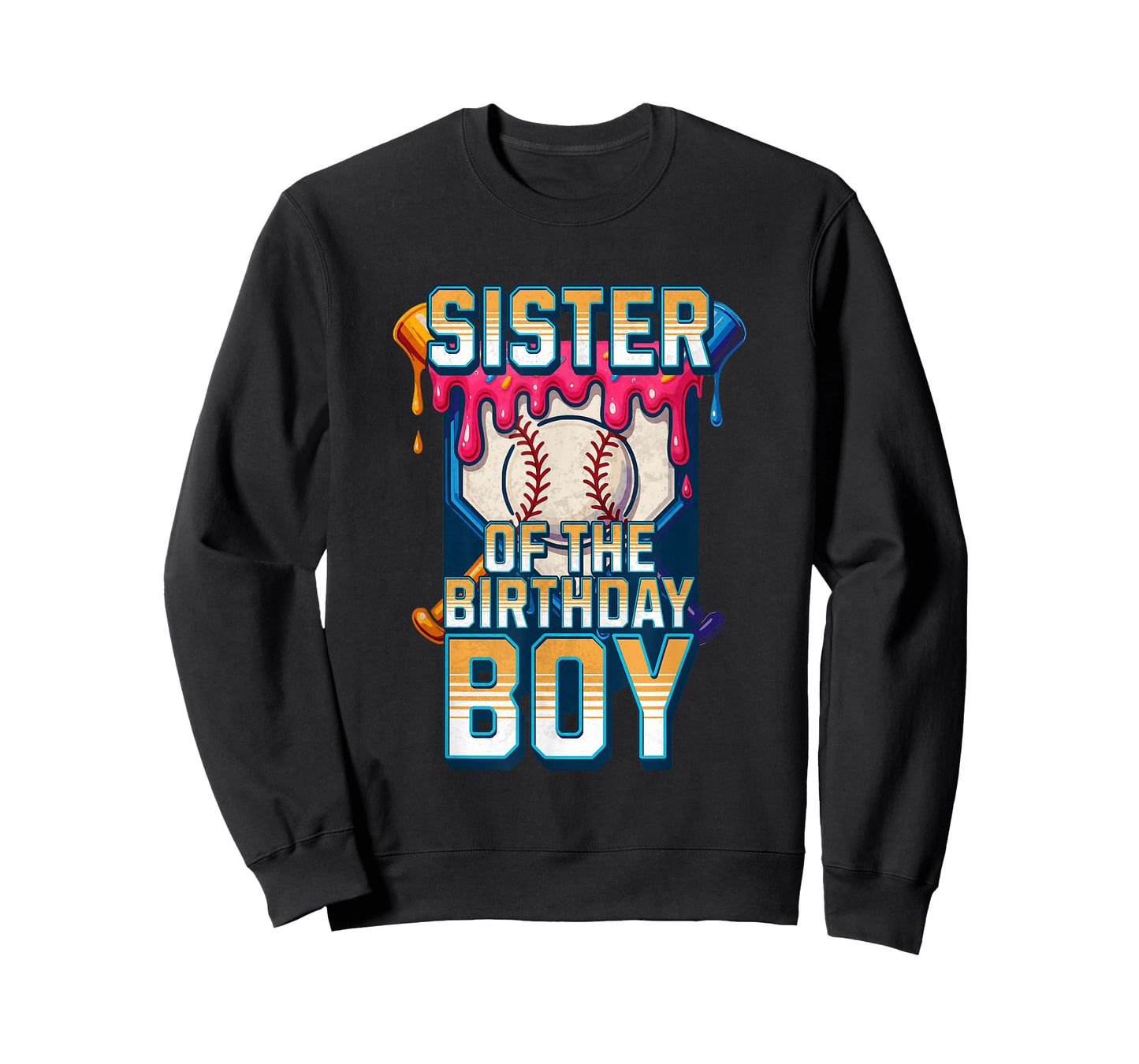 Sister Of The Birthday Boy Baseball Ice Cream Drip Matching T-Shirt