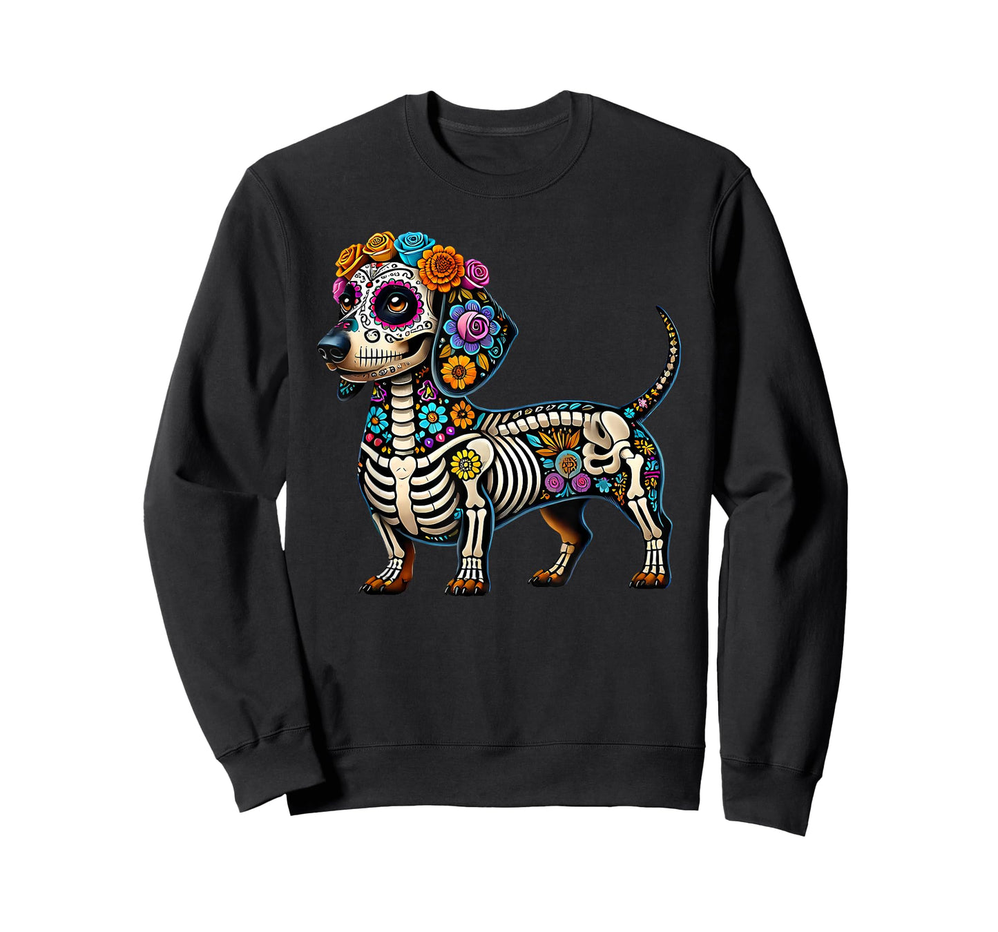 Mexican Sugar Skull Dachshund Dog Dia de Muertos Halloween T-Shirt